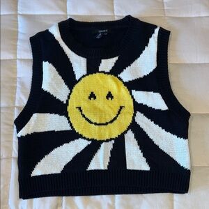 Forever 21 Black and Yellow Smiley Sun Vest